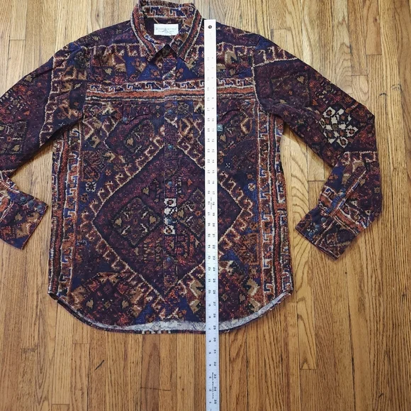 Ralph Lauren Denim Supply Mens Aztec Corduroy Button Down Shirt Size L Pearl Sna - Picture 5 of 7